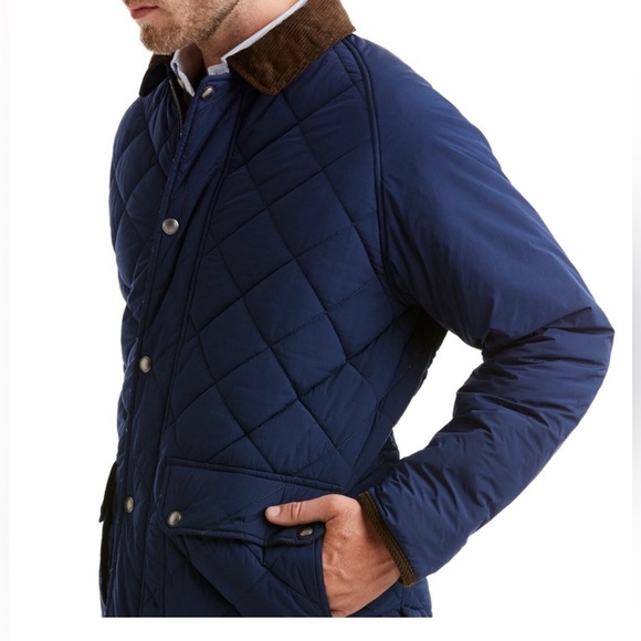 Men’s Vineyard Vines quilted Navy jacket w/brown corduroy collar pockets size L - Picture 9 of 11